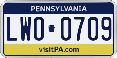 PA license plate LWO0709