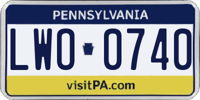 PA license plate LWO0740