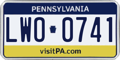 PA license plate LWO0741