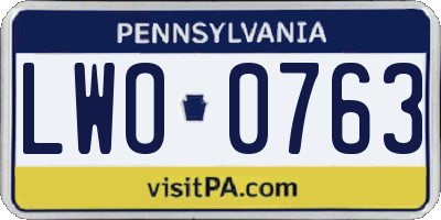 PA license plate LWO0763