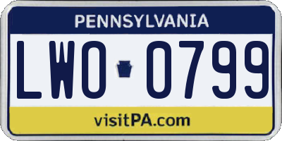 PA license plate LWO0799