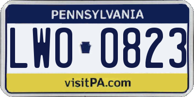 PA license plate LWO0823