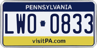 PA license plate LWO0833