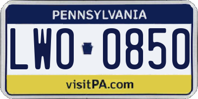 PA license plate LWO0850