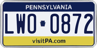 PA license plate LWO0872