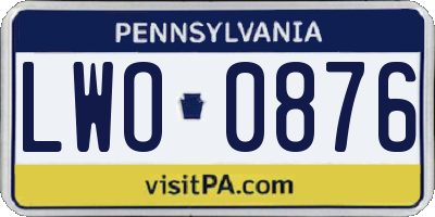 PA license plate LWO0876