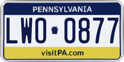 PA license plate LWO0877