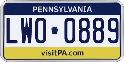 PA license plate LWO0889