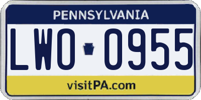 PA license plate LWO0955