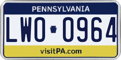 PA license plate LWO0964