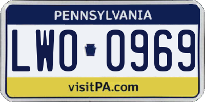 PA license plate LWO0969