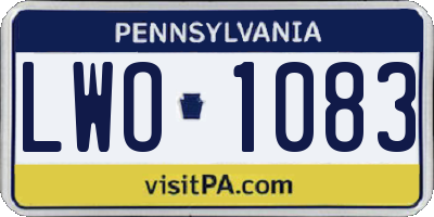PA license plate LWO1083
