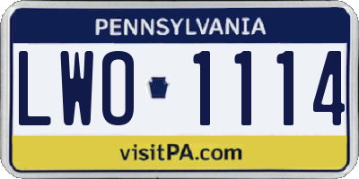 PA license plate LWO1114