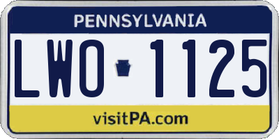 PA license plate LWO1125