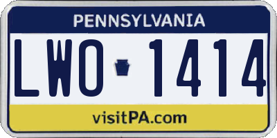 PA license plate LWO1414