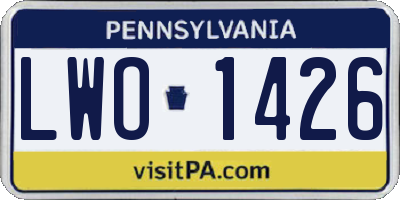 PA license plate LWO1426