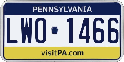 PA license plate LWO1466