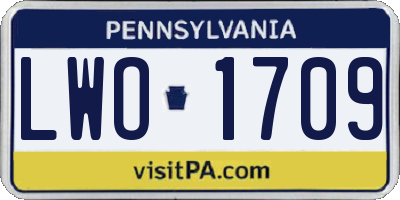 PA license plate LWO1709