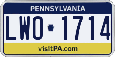 PA license plate LWO1714