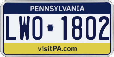 PA license plate LWO1802