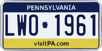 PA license plate LWO1961