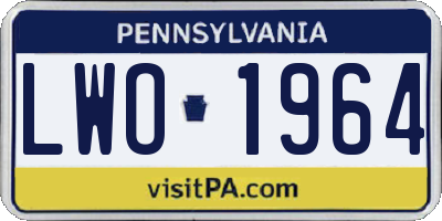 PA license plate LWO1964