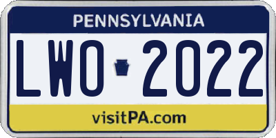 PA license plate LWO2022