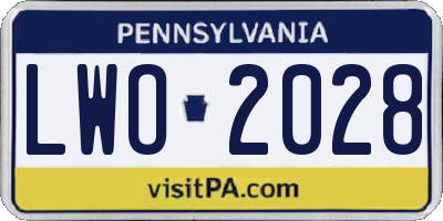 PA license plate LWO2028