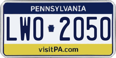 PA license plate LWO2050