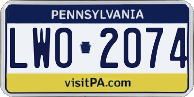 PA license plate LWO2074
