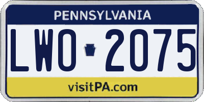 PA license plate LWO2075