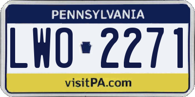 PA license plate LWO2271