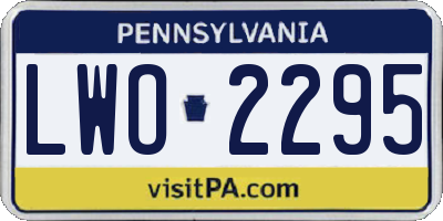 PA license plate LWO2295