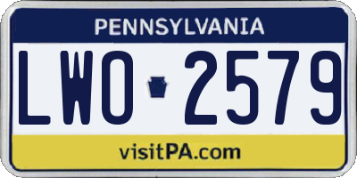 PA license plate LWO2579