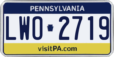 PA license plate LWO2719