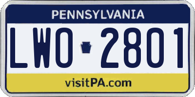 PA license plate LWO2801