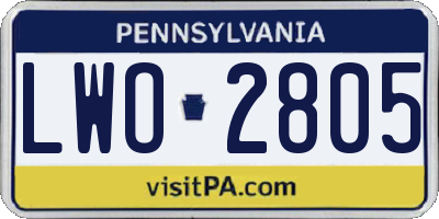 PA license plate LWO2805