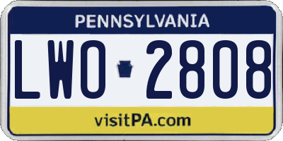 PA license plate LWO2808