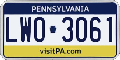 PA license plate LWO3061