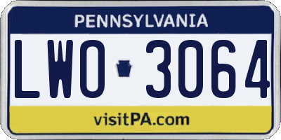 PA license plate LWO3064