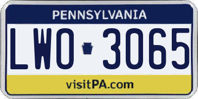 PA license plate LWO3065