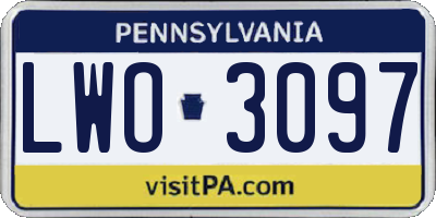 PA license plate LWO3097