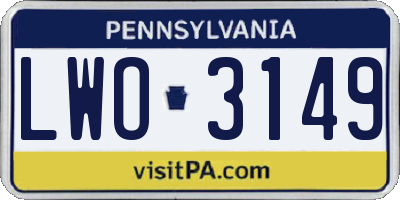 PA license plate LWO3149