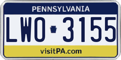 PA license plate LWO3155