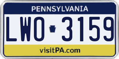 PA license plate LWO3159