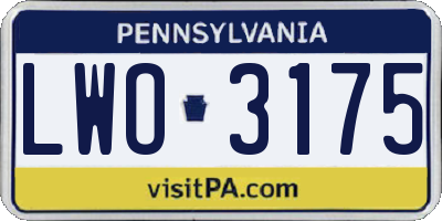 PA license plate LWO3175
