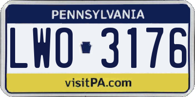 PA license plate LWO3176