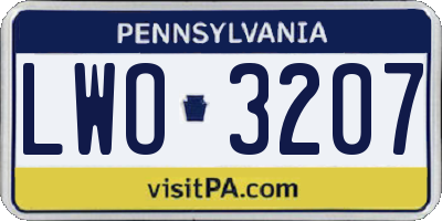PA license plate LWO3207