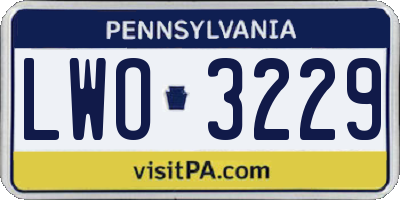 PA license plate LWO3229