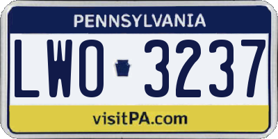 PA license plate LWO3237